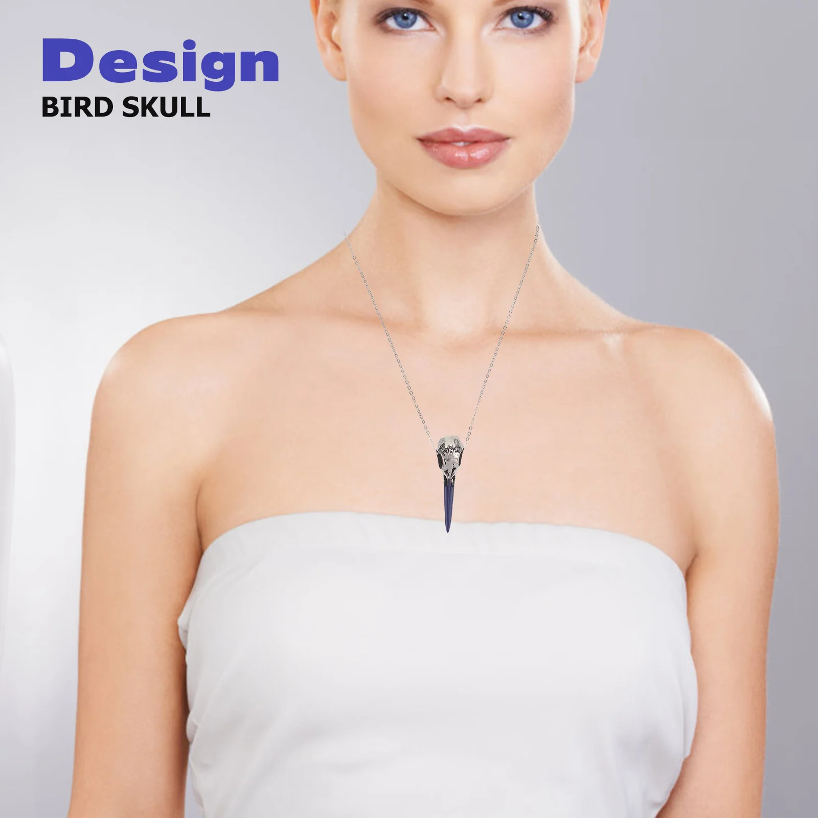

Crow Skull Necklace Pendant Charm Jewelry Bone Ravenjewelry for Women Crows Necklaces Alloy