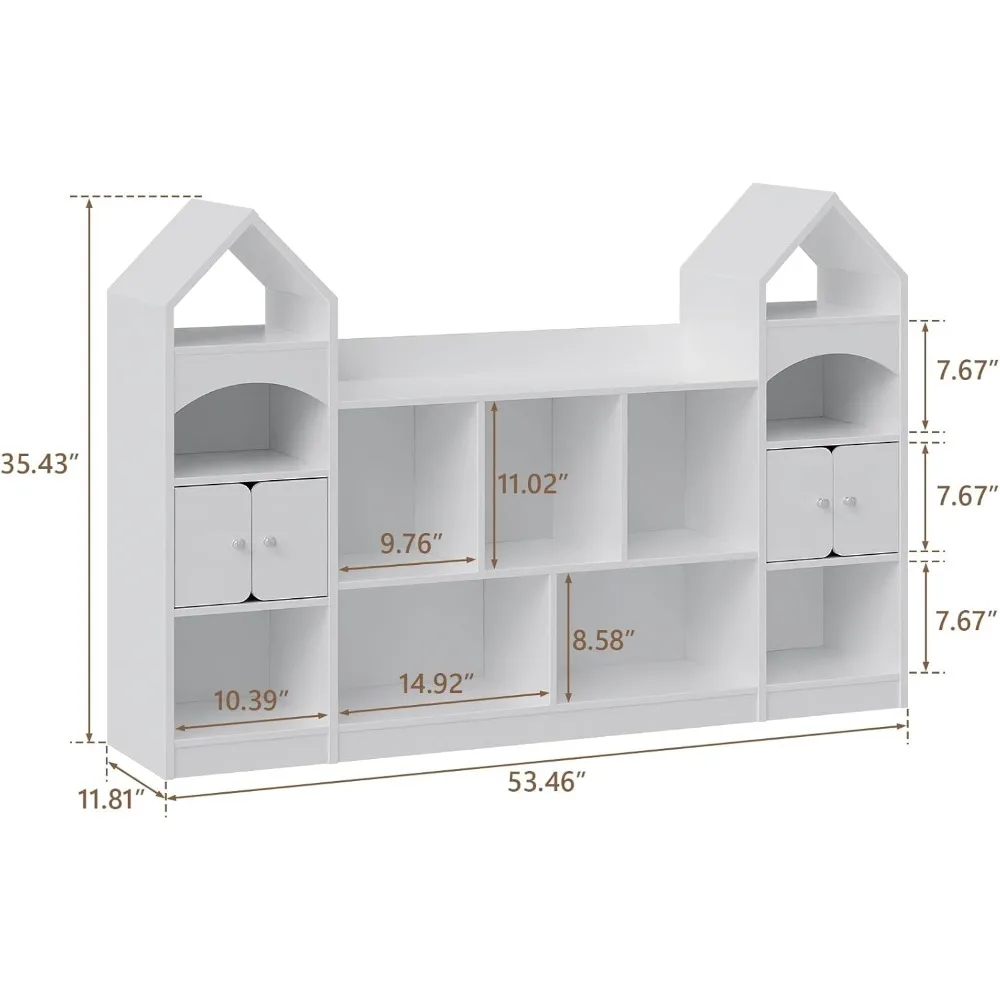 Castle Shape Children's Bookshelf,Kids Toy StorageOrganizer Kids Bookcase Display CaseMultifunctional Storage Cabinet Bookshelf