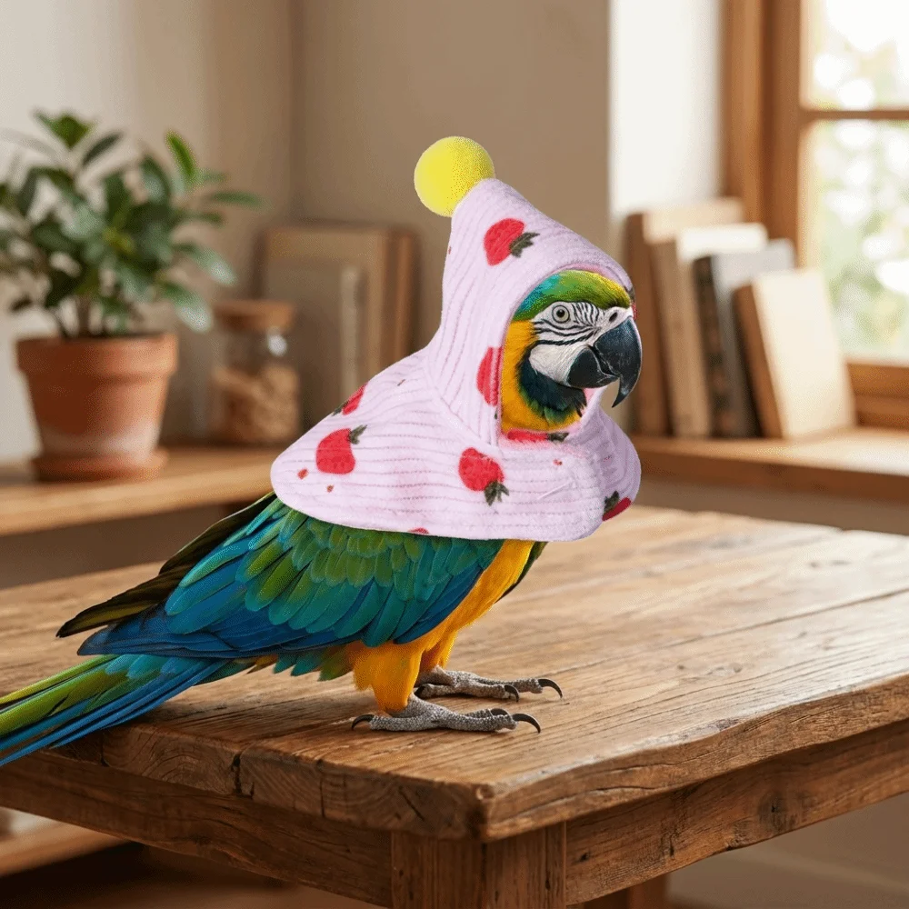 Cute Thickened Bird Winter Jacket Warm Soft Winter Parrot Cloak Fruit Pattern Windproof Pet Birds Outerwear Autumn Winter