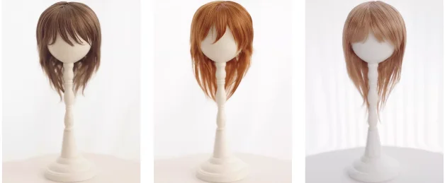 

D09-P351 children handmade toy 1/6 1/4 1/3 MSD MDD bjd doll wig Mohair milk tea brown medium long hair 1pcs