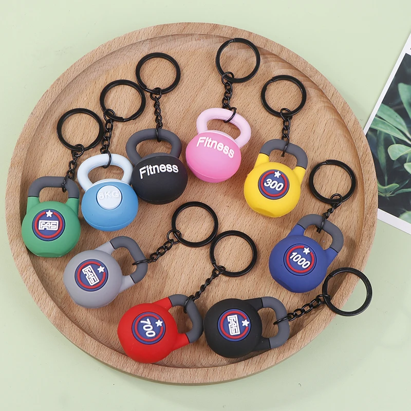 

3D Kettlebell Keychain Fitness Enthusiasts PVC Sports keychain Car Keychain Creative Accessories