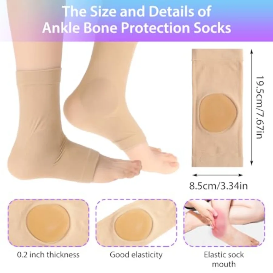 Paded Skate Ankle Protector Ankle Gel Discs Cushion Pads, Ice Skating Boots Ankle Guards Ankle Gel Sleeve for Skating Riding Sk