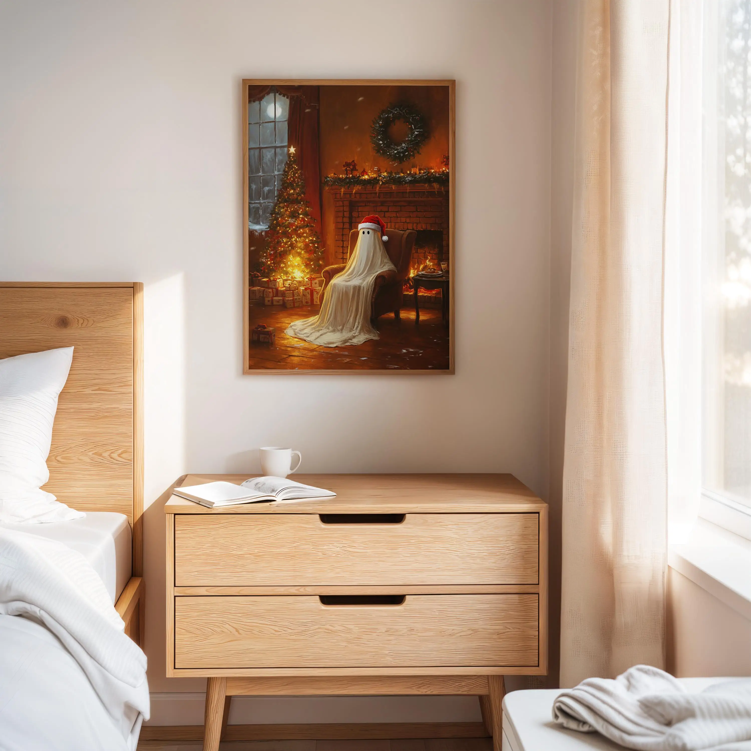 1 قطعة شبح عيد الميلاد الدافئ الفن جدار ديكور سانتا قبعة شجرة عيد الميلاد الموقد شبح فرملس ملصق الشتاء ديكور المنزل في العطلة