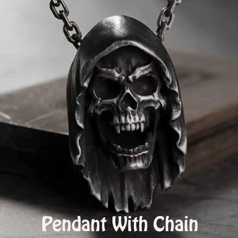 Collier pendentif cape tête de mort pour homme, bijoux tendance cool, cadeau de fête à la mode