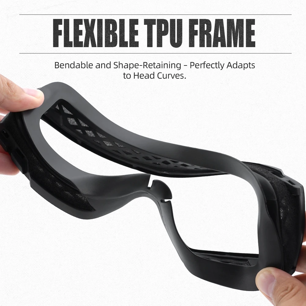 High Impact Resistant Goggles Durable Tactical Protective Goggles with 2.5 mm Thick Protective Lens