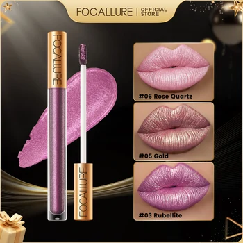 FOCALLURE 12 สี Pearlescent Diamond Lip GLOSS Chameleon Shimmer Glitter METALLIC Liquid ลิปสติกอายแชโดว์แต่งหน้าเครื่องสําอาง