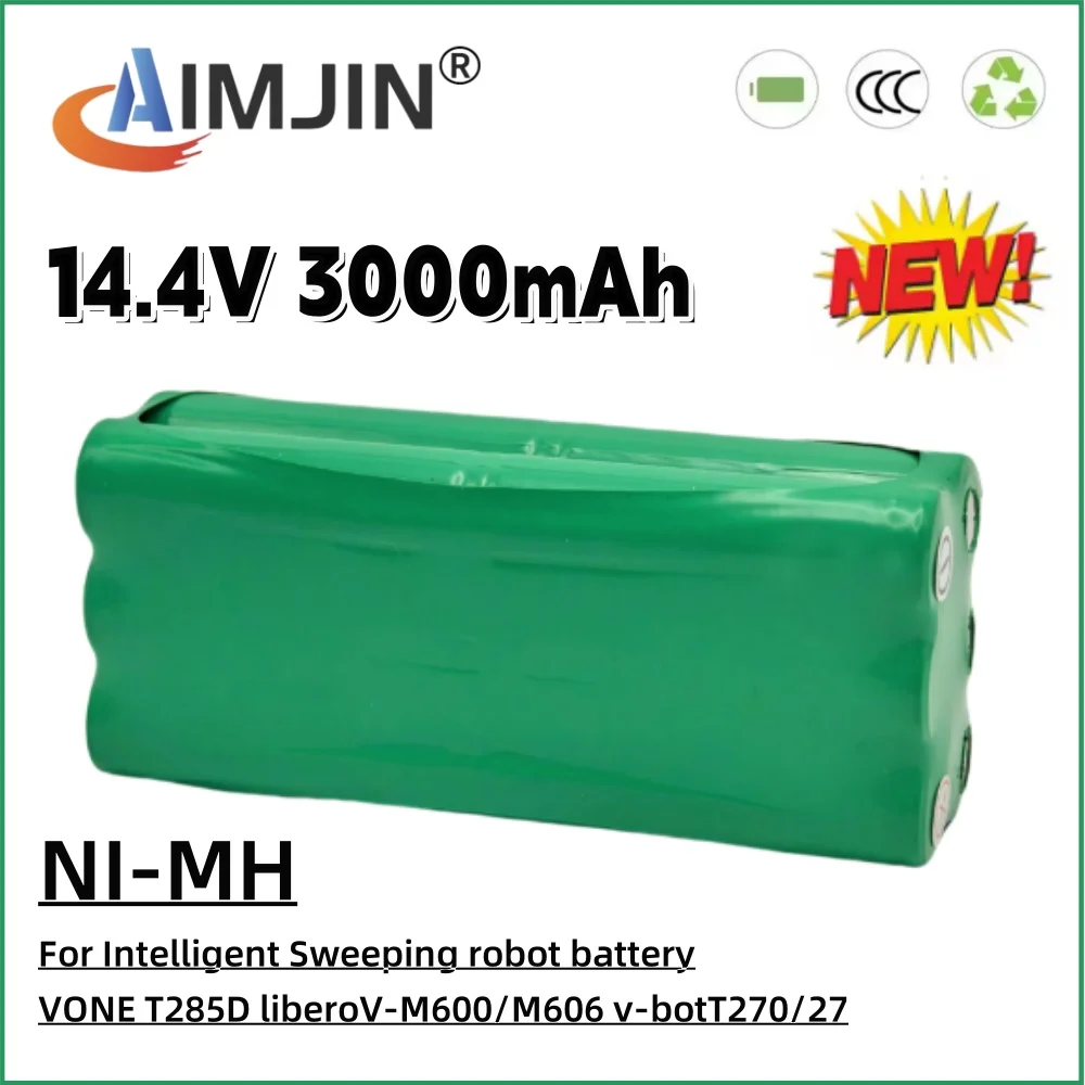 

14.4V AA Vacuum Cleaner Battery 3000mAh Ni-MH Rechargeable Long-Lasting for Home Cleaning Appliances