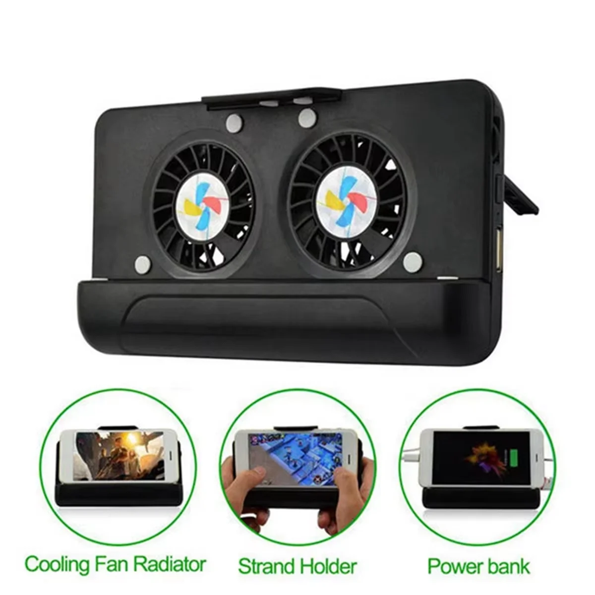 A20M Back Clip Type Phone Cooling Fans Phone Radiator Cell Phone Cooler Stand Holder with 4400mAh Rechargeable Battery