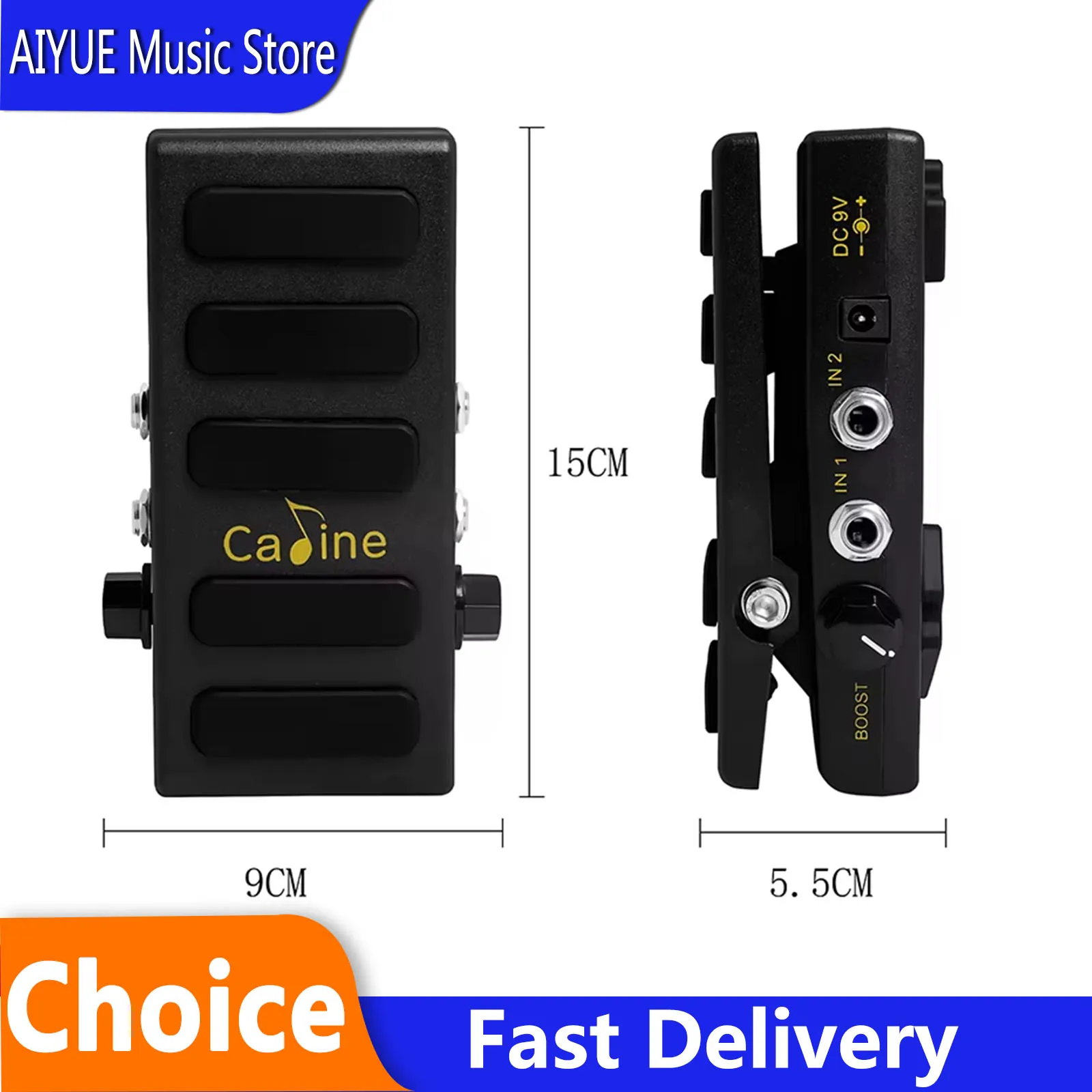 

Caline Guitar Volume Pedal Double Channel Effects Pedal Anti-slip Chassis Boost Adjustment CP-31P Guitar Instruments Parts