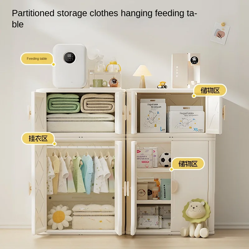 Modern Plastic Children's Toy Clothes Storage Cabinet Rack for Living Room Bedroom Kitchen Mall Dining Kindergarten School Use