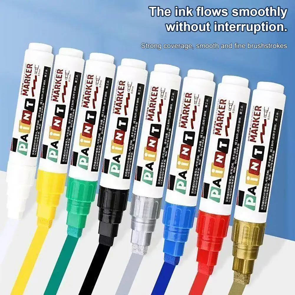 Waterproof Paint Markers 12 Colors Oil-based Paint Markers Dual Tip Acrylic Permanent Pens Waterproof Quick-dry for Metal