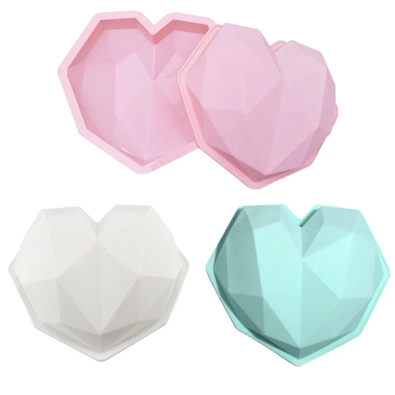 Big Diamond Heart Silicone Mold Big Love Heart Cake Fondant  DIY Mould Cakes Mousse Chocolate Decorating Tools Soap Molds