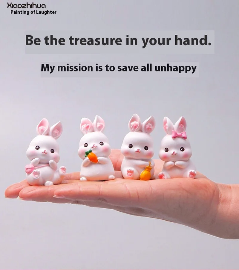 Little Rabbit Decoration Handmade Desktop White Rabbit Mini Decompression And Healing Emotional Stability Tool Birthday Gift