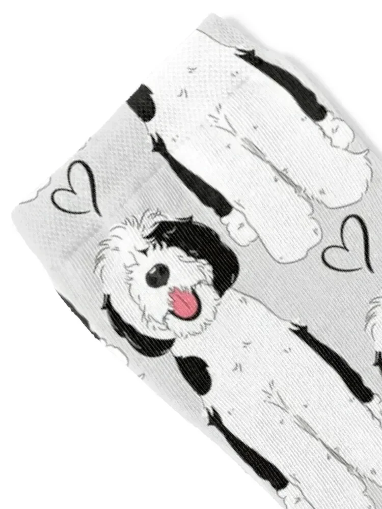 LOVE Black and White Sheepadoodle 7 - gray Socks sports stockings new in's hip hop Socks Women's Men's