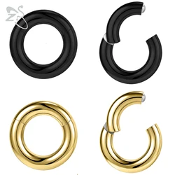 ZS 1PC G23 Titanium Hoop Earring for Women Gold Plated Circle Earring Large Gauge Nose Ring 2G/4G/6G/8G/10G/12G Punk Earrings