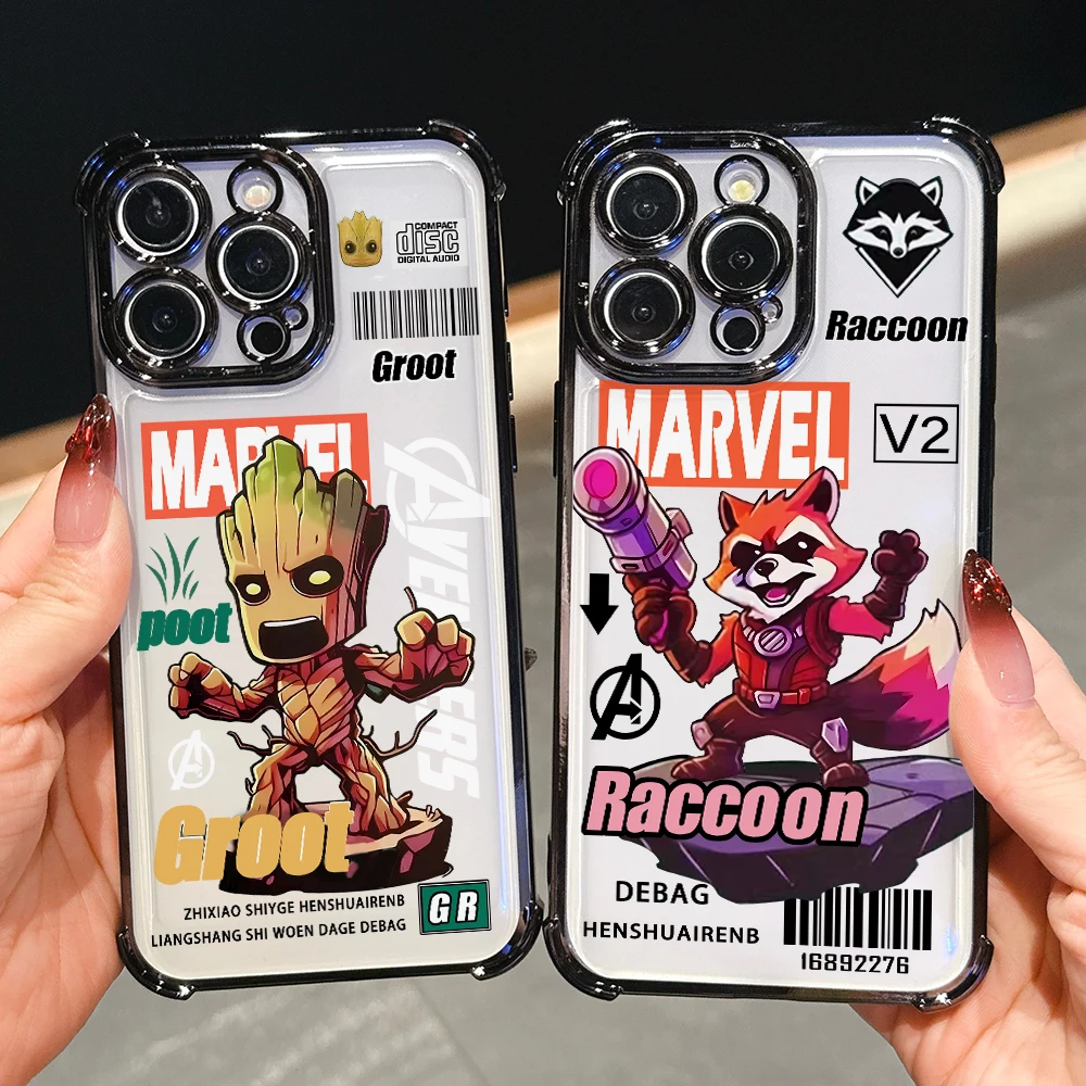 Funda de teléfono Groots Rockets T-Thanos para Xiaomi Redmi Note 15 14 13 12 14C 13C 12C 10C Pro Plus 4G 5G, funda transparente anticaída