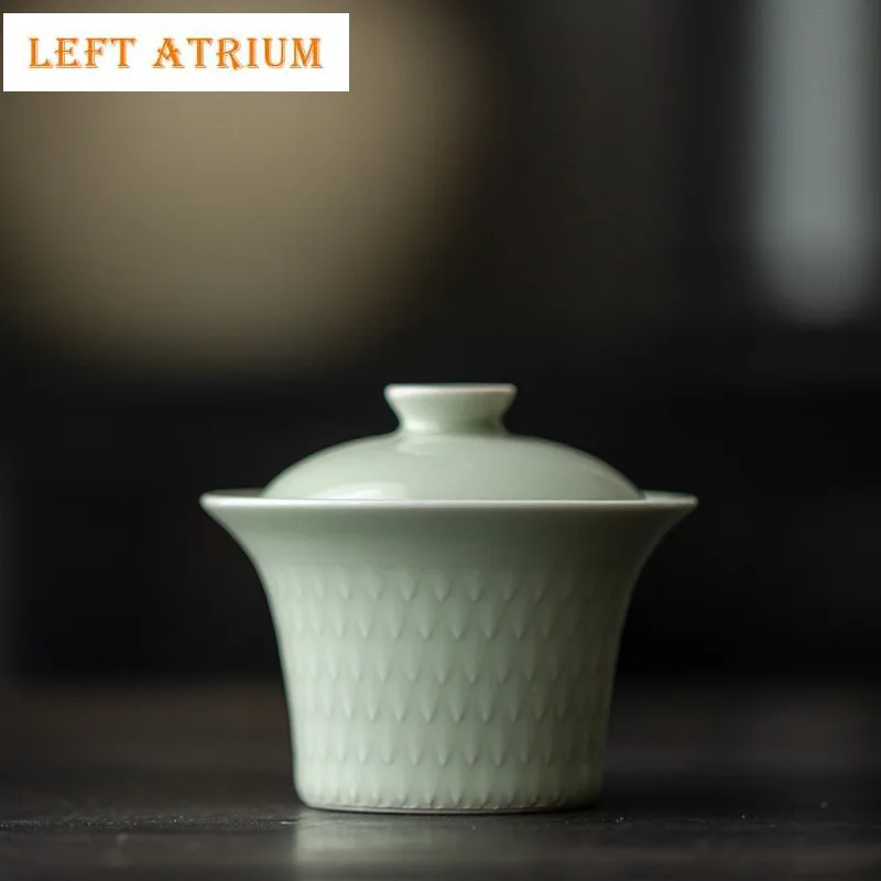 

140ml Celadon Dragon Scales Gaiwan Luxury Tea Tureen Tea Bowl With Lid Kit Tea Maker Cover Bowl Chinese Teaset Accessories Craft