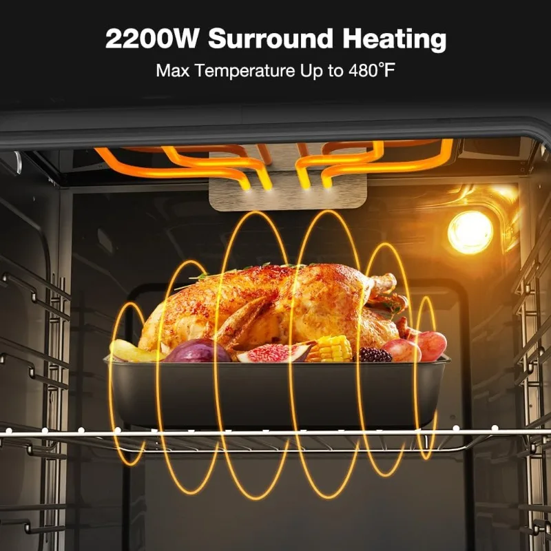 24" Single Wall Oven, ETL Certified, ThermoMate 2.79 Cu. Ft. Built-in Electric Oven with 5 Cooking Functions,Electric Wall Ovens