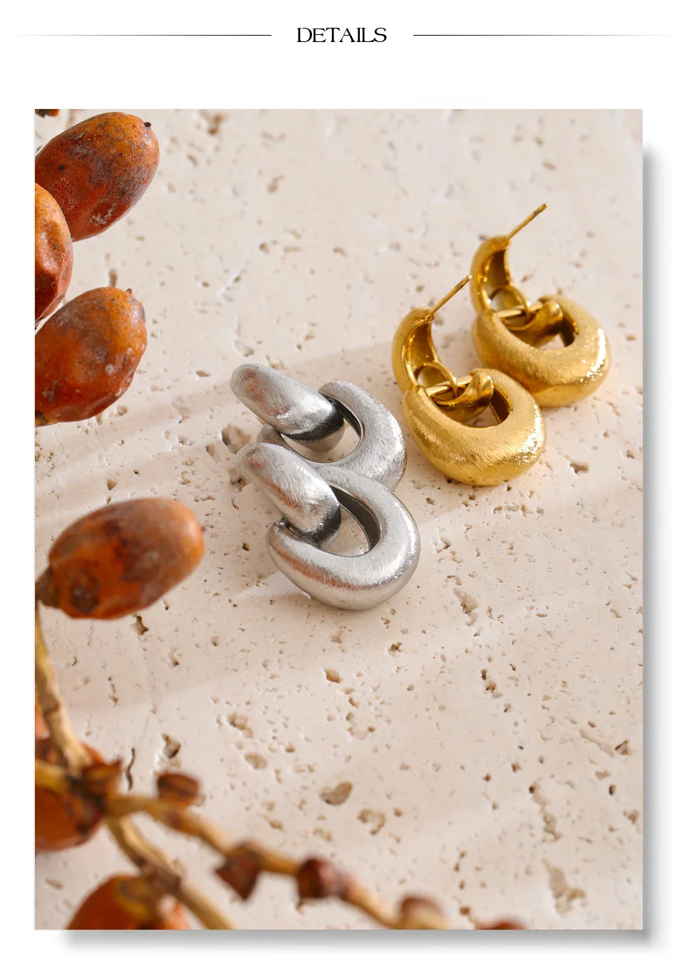 Yhpup Neue Tägliche Ohrhänger aus Edelstahl-Metallguss, Allergievorbeugend, Textur-Geometrie, Vielseitiger Casual-Schmuck – Detail 8