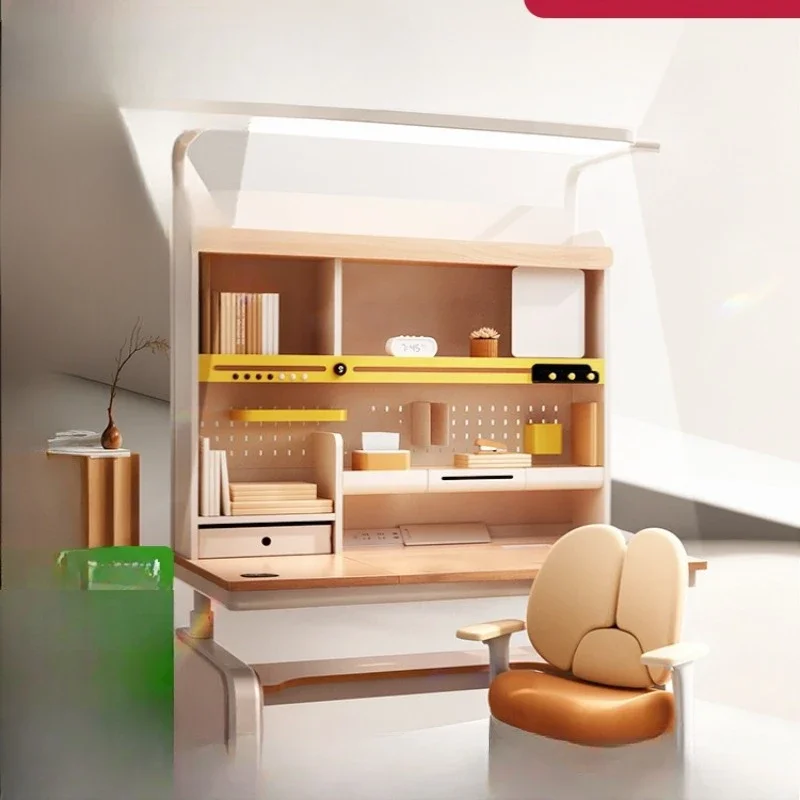 

Children's study table, household desk, lifting solid wood writing table and chair set