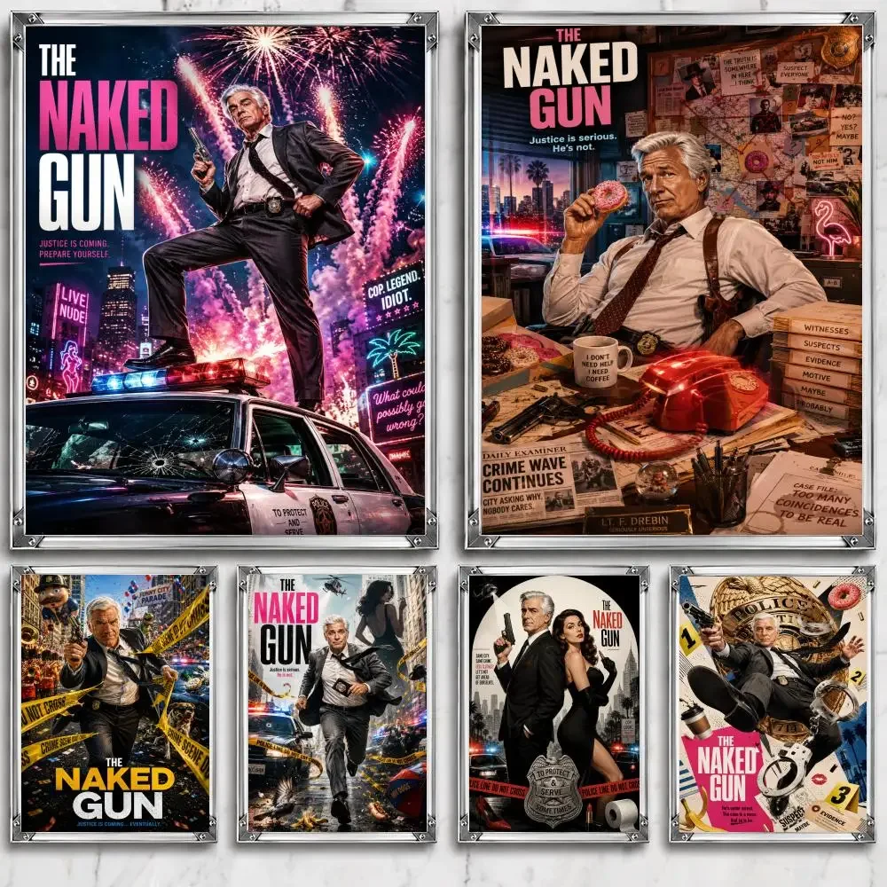 Póster de la película T-The N-Naked G-Gun, decoración de pared autoadhesiva, impermeable, extraíble, para dormitorio, sala de estar, bar, regalo