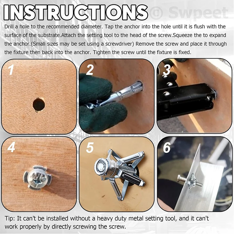 Petal Nuts, Expansion Screw Jack Nut, Carbon Steel Rustproof Corrosion-Resistant Petal Shape Rivet Nuts Fasteners M4 M5 M6 M8 image 6