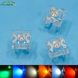 100Pcs 3mm Diode LED Dome Light Beads Piranha Flux Wide Angle Super Bright 4-Pin White Red Yellow DIY Landscape Decoration Bulbs