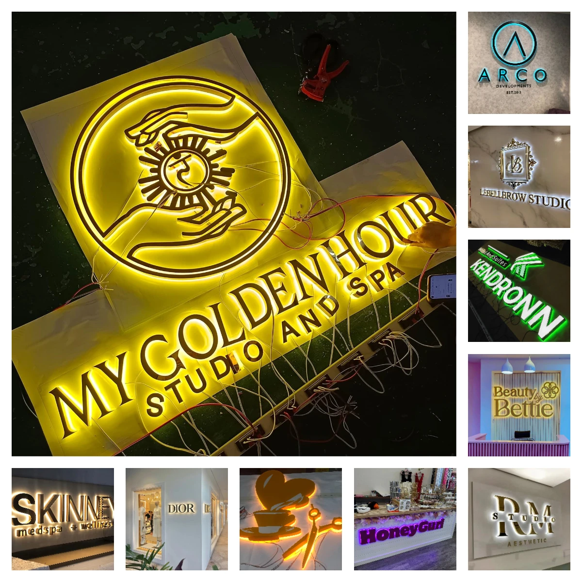 Business Logo Gold LED Illuminated Backlit Sign 3D Metal Letters Signage for advertise Signage Outdoor Storefont illuminated - Image 3