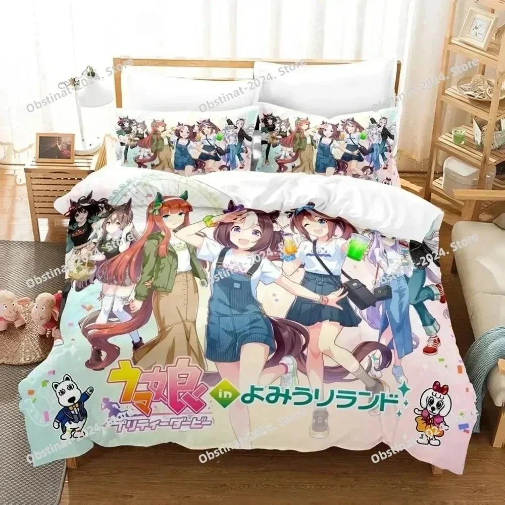 3D Anime Uma musume Pretty Derby Bedding Set Printed single Comforter Quilt Duvet Cover Pillow Case 3 Pieces Set Kids Adult Size