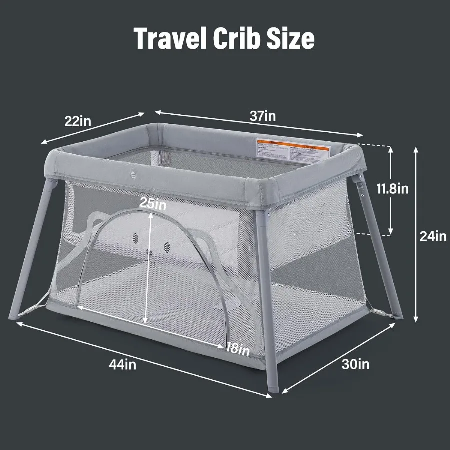 سرير سفر محمول لحزمة الأطفال واللعب للأطفال الصغار وخفيف الوزن بتصميم حقيبة ظهر قابلة للطي أثناء السفر