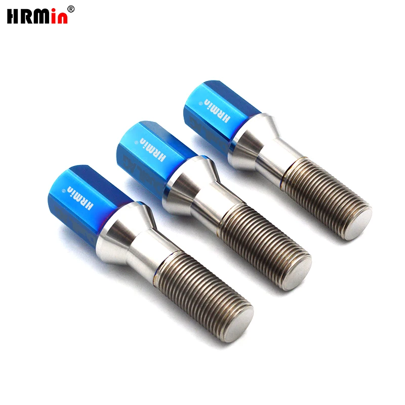 HRMin  M14x1.25x40mm Gr5 titanium Cone seat Long head wheel titanium bolt hub screws For BMW Mini Toyota Supra etc