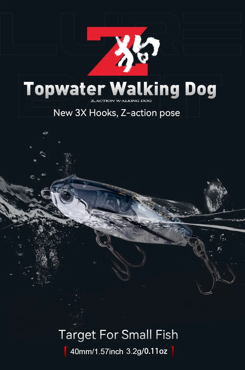 Kingdom Z-Dog Floating Pencil Angelköder 40 mm 3,2 g Stickbait Topwater Surface Walk The Dog Hard Baits Wobbler für Bass Pike – Detail 1