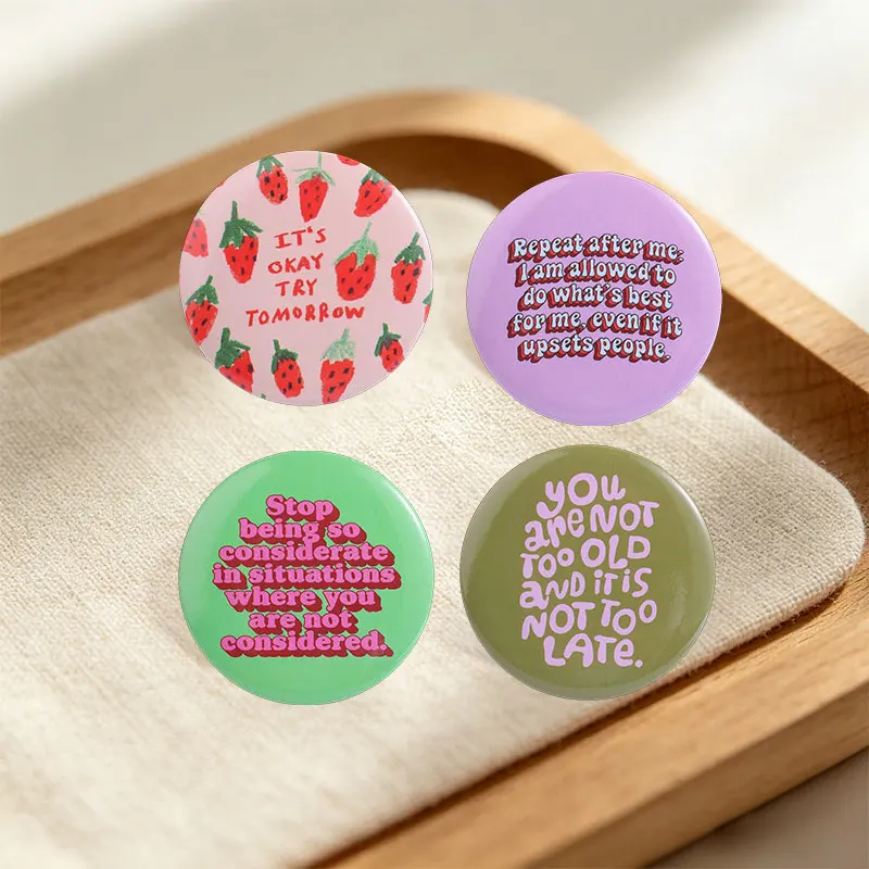 Inspirational Self Care Quote Tinplate Soft Button Pins Born Under Lucky Star It’s Okay Try Tomorrow Badge Jewelry Gifts 3