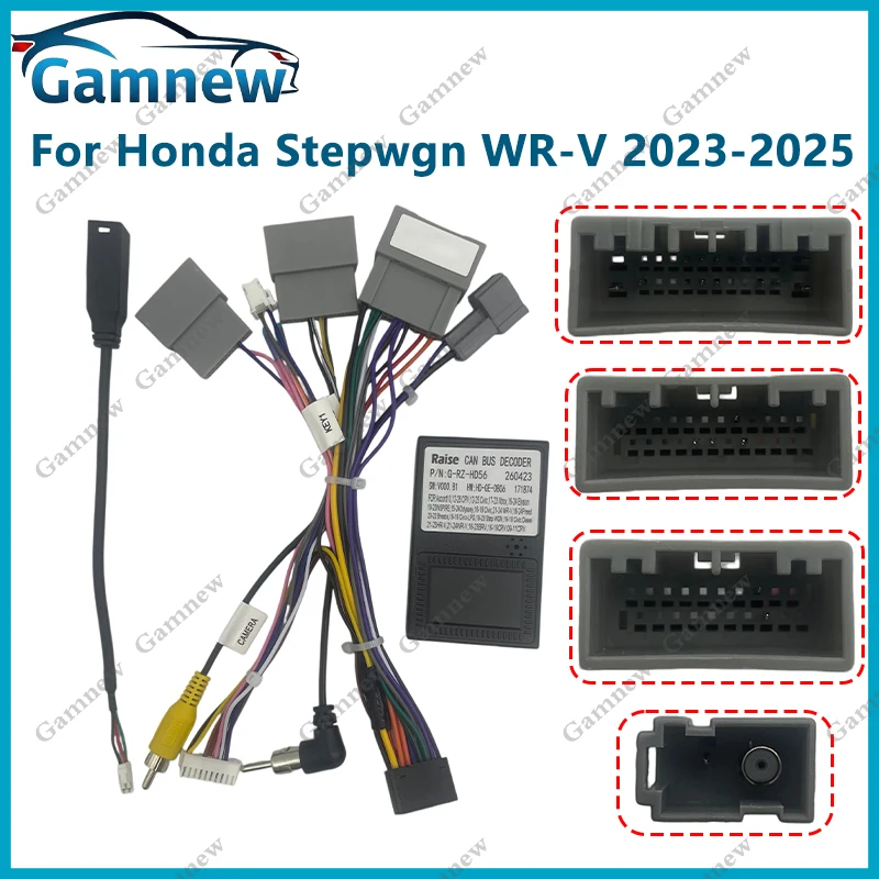 

Gamnew Car 16pin Wiring Harness Adapter Canbus Box Decode Android Radio Power Cabler For Honda Stepwgn WR-V 2023-2025