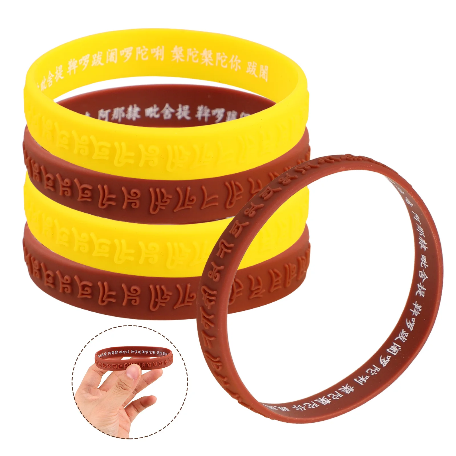 

16 Pcs Sanskrit Silicone Bracelet Wrist Bands Red Silica Gel Flexible Wristband Men Women