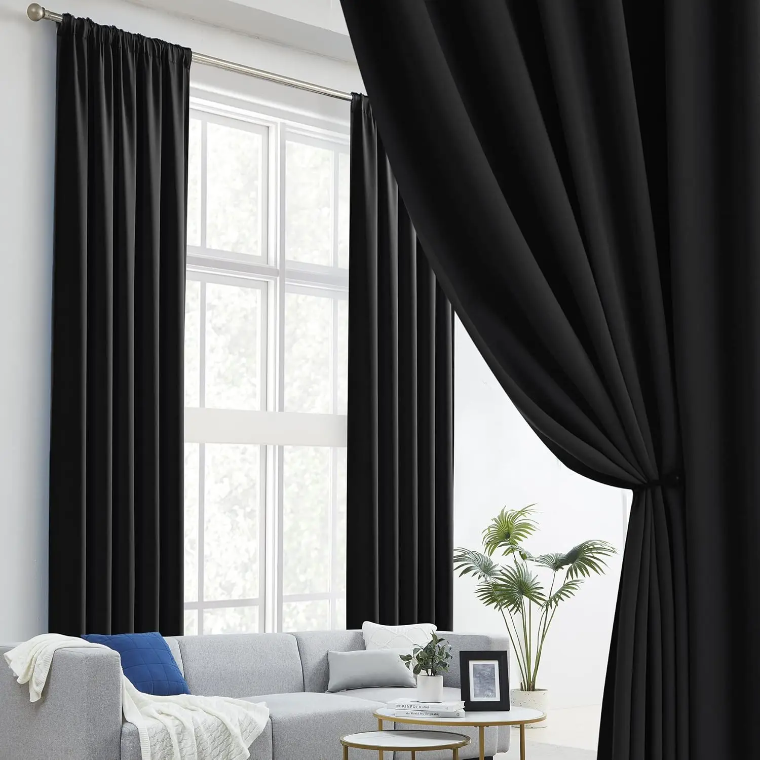 

310cm Height Black Window Curtains for Living Room Customize Size Bedroom Energy Saving Curtains for Sliding Glass Door
