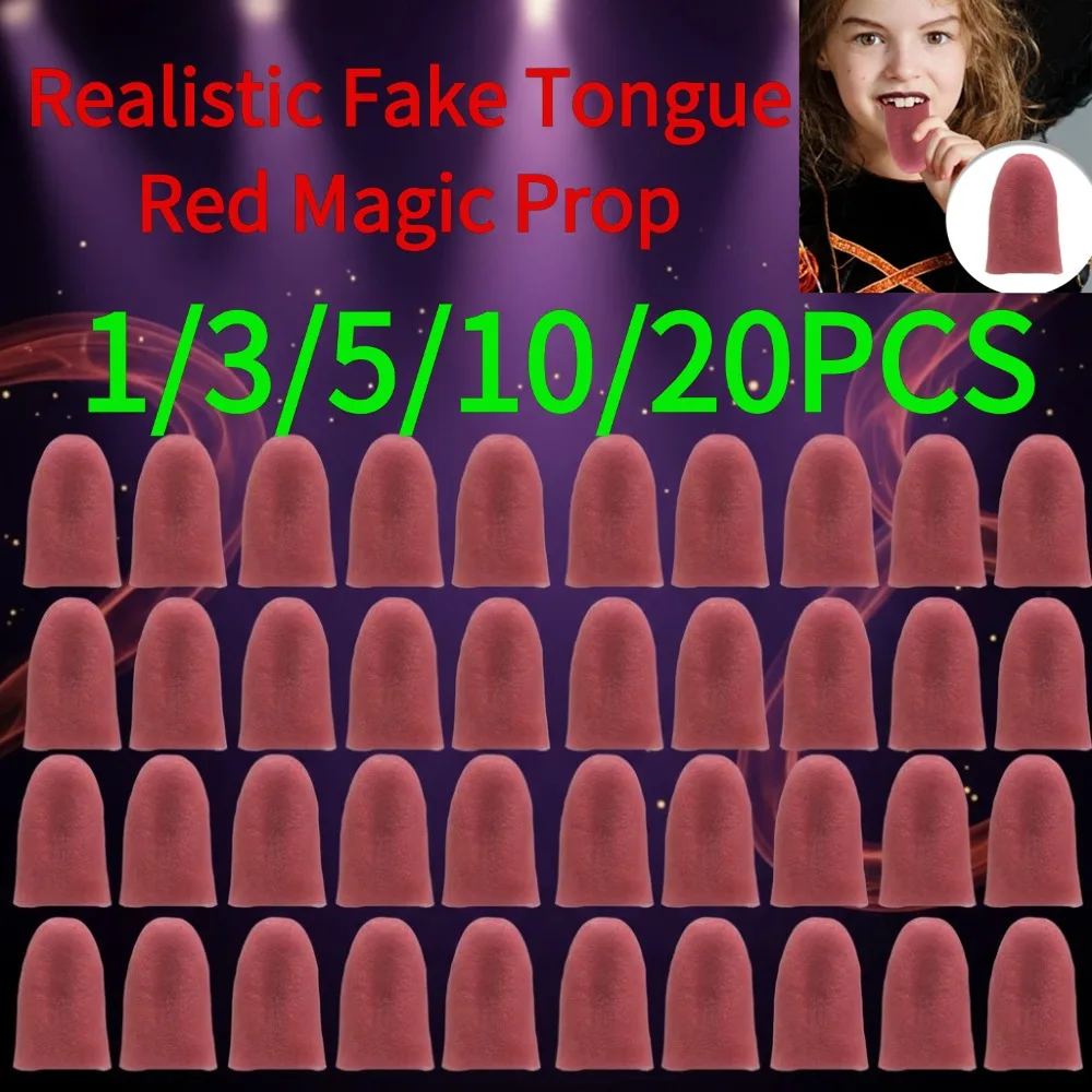 1/3/5/10/20PCS Red Realistic Fake Tongue TPR Magic Prop Halloween Prank Toy Portable Gag Trick Tongue for April Fools Day Joke
