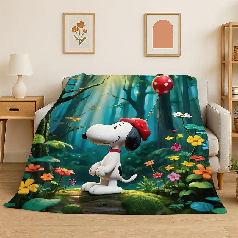 HD Funny S-Snoopy Cartoon Dog Flannel Blanket Soft Warm Throw Blanket for Bedroom Living Room Bed Travel office Picnic Fest Gift