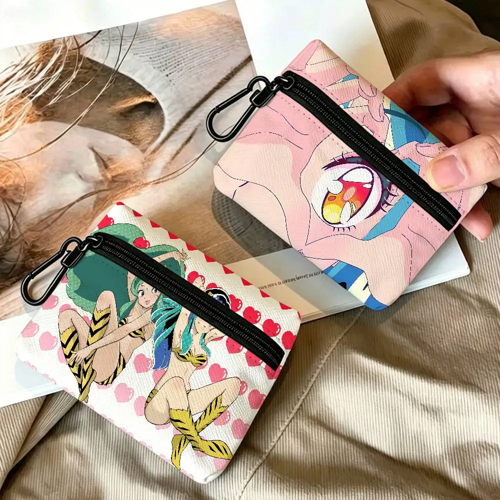 Urusei Yatsura Anime Multifunctional Oxford Cloth Small Pouch With Hook Mini Coin Wallet Earbud Storage Bag