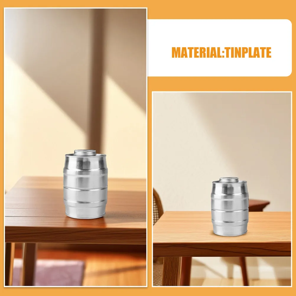 Airtight Coffee Canister with Built- Valve Wine Barrel Shape Tinplate Material for Fresh Beans Ground Coffee Tea Sugar view 4