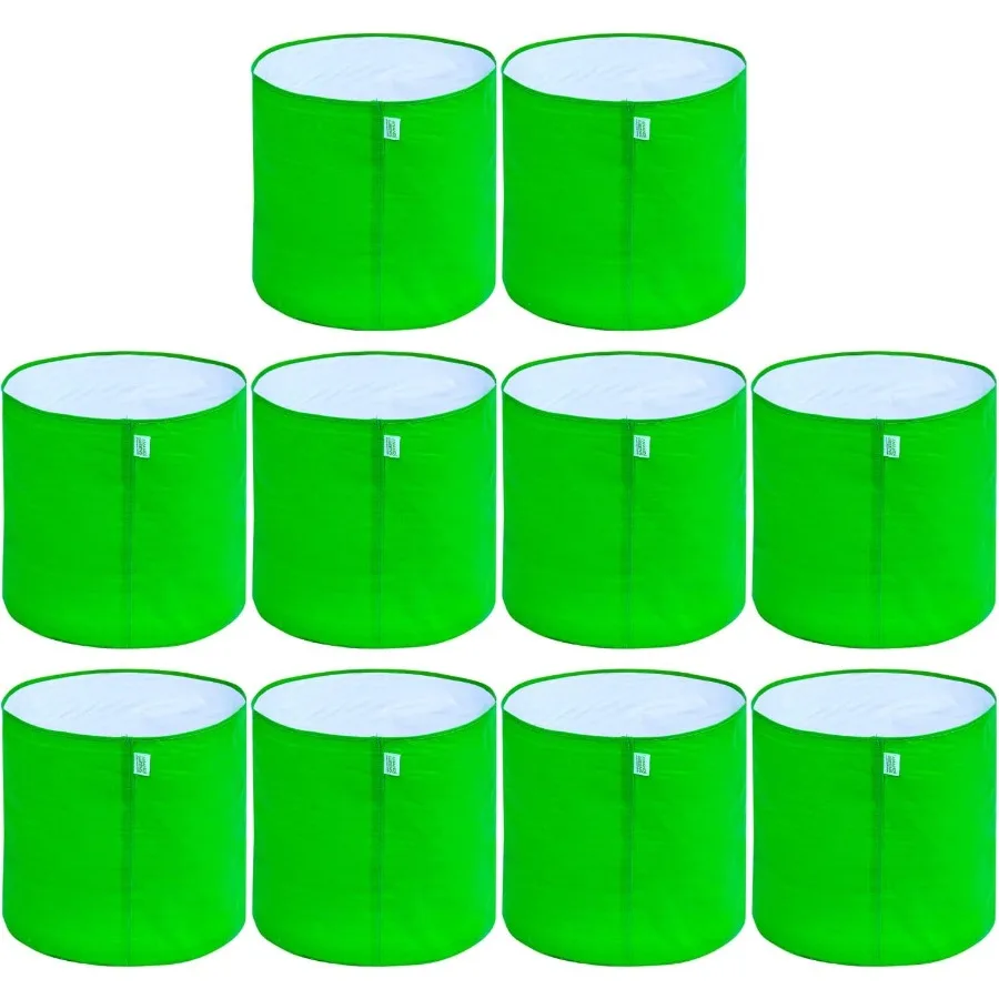 

3-галонная упаковка из 5 HDPE с защитой от ультрафиолета, 260 GSM, круглая сумка для выращивания растений зеленого цвета