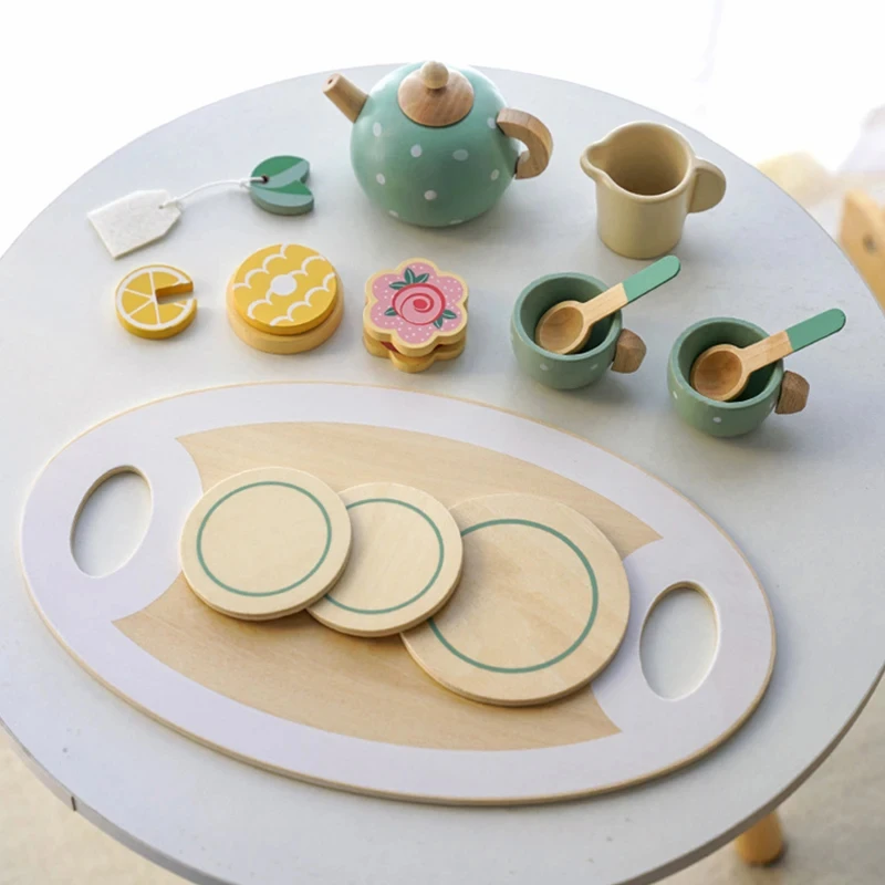 Houten Afternoontea Set Speelgoed Alsof Speel Eten Leren Rollenspel Vroeg Educatief Speelgoed Voor Peuters Meisjes Jongens Kids Cadeaus