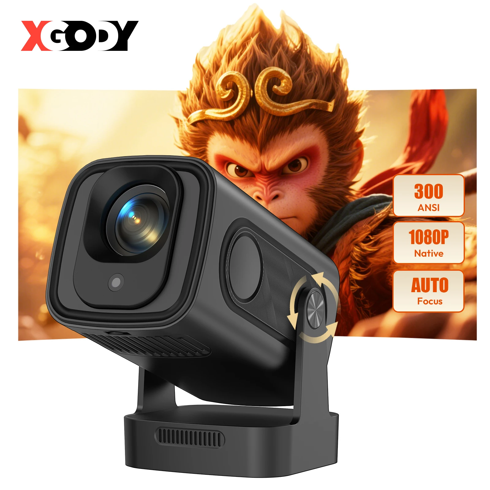 XGODY Gimbal 5 Pro Full HD 1080P Projector WiFi LCD LED 4K Video Movie Beam Android Projector Home Theater Cinema Beamer 1GB 8GB