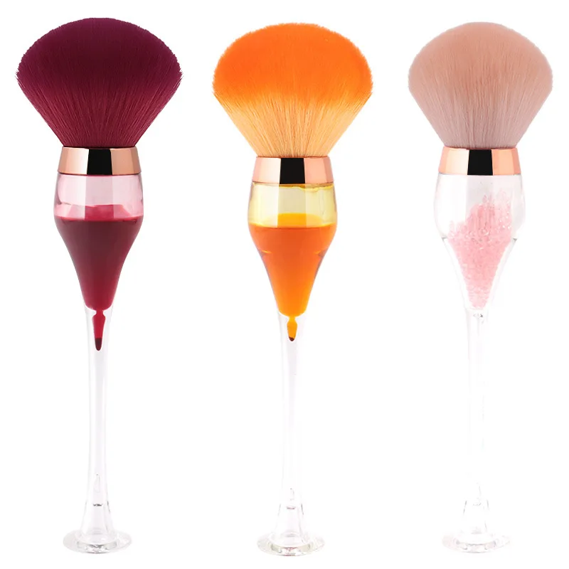 1pcs Single Large Fluffy Powder Blush Makeup Brushes Creative Crafts Level Red Wine Glass Cup Shape Cosmetic Beauty Tools Gift