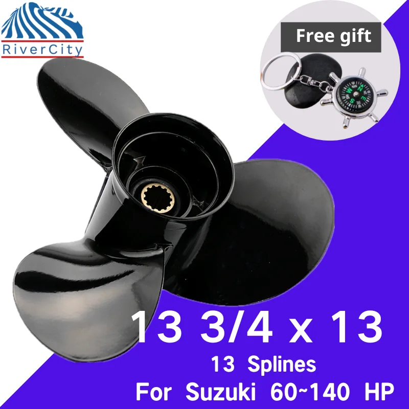 Propeller Boat 13 3/4x13 For SUZUKI 60hp 70hp 90hp 100hp 115hp 140hp Aluminum Prop 3 Blade 13 Tooth Boat Engine Part