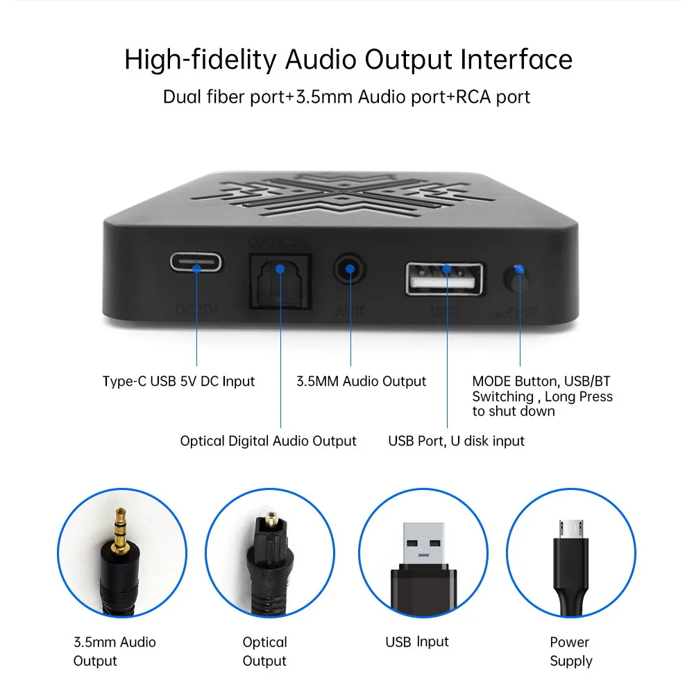 

PBD-nQ3 HiFi беспроводной Bluetooth цифровой аудиоприемник AUX 3,5 мм выход USB музыкальный плеер ключ Wi-Fi Bluetooth адаптер для