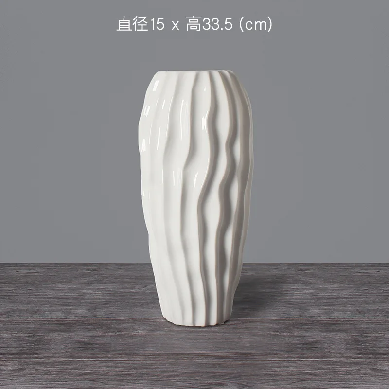 Modern White Ceramic Vase European Simple Creative Flower Arrangement Living Room Table Tea Table Ornament Flower Decoration