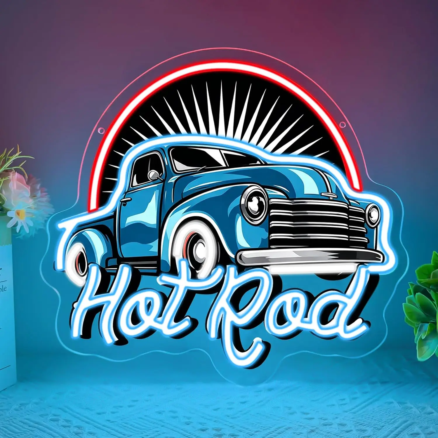 Hot Rod Classic Pickup Truck LED Neon Sign USB Vintage Old Truck Neon Lamp Garage Man Cave Auto Shop Bar Car Club Decor Gift