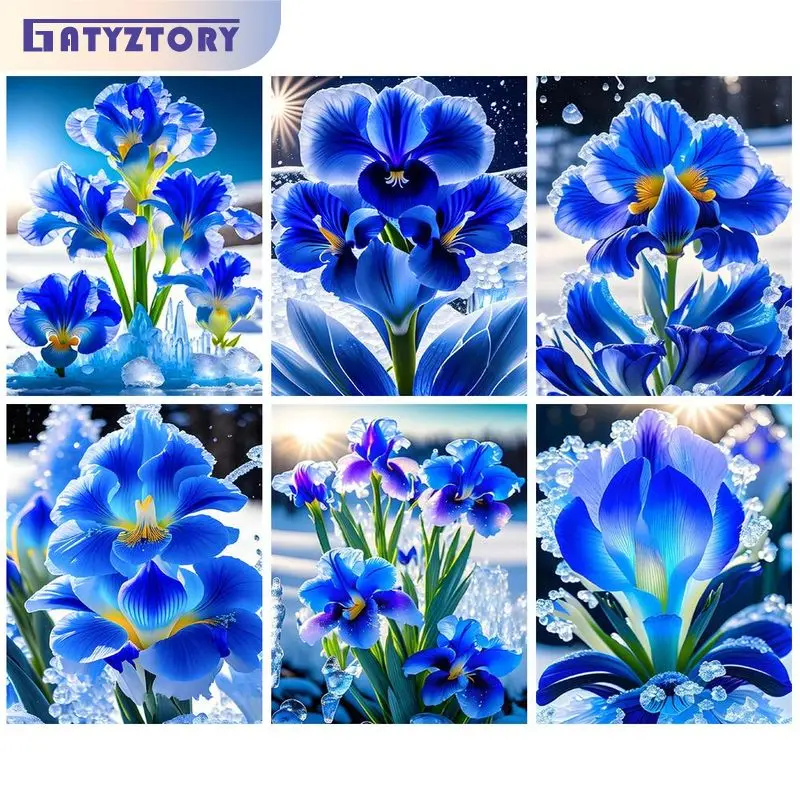 

GATYZTORY Diy Painting By Numbers Original Gifts Pictures By Number Blue Flowers Picture Coloring For Adults Home Decors Artwork