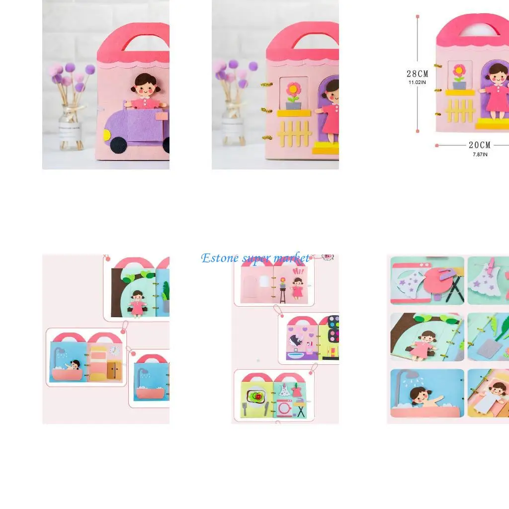 

090B Early Girls Educational Cloth Book DIY Premium Quality Soft Books for Toddlers Early Education Supplies Non-Woven Book